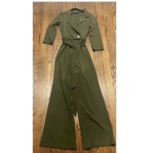 Hunter green jumpsuit. Wide leg.